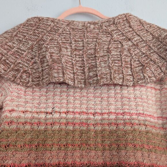 Anthropologie Sleeping on Snow Cardigan Sweater Ouray Stripe Oversized Collar L - Picture 9 of 11
